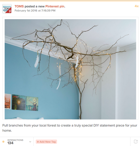 Top B2C brands on Pinterest: TOMS decor